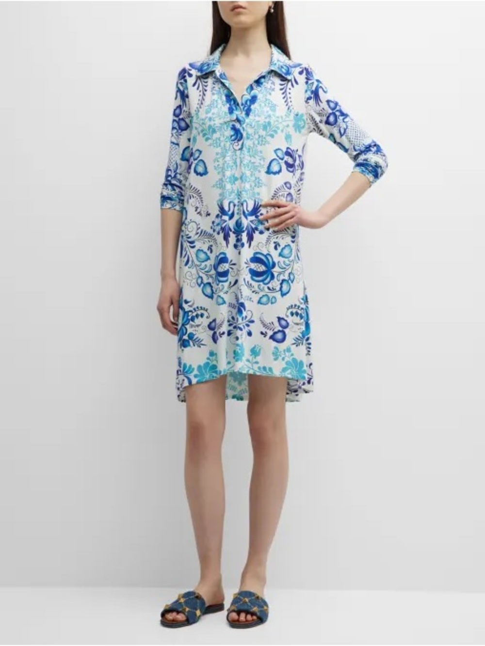 Johnny Was Farrow Botanical-Print Shift Swing Dress